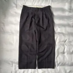 90s ツータック ヘリンボーン チェック ワイド スラックス ポリ