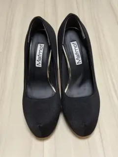 Matrimof 黒 オープントゥ 高ヒールパンプス