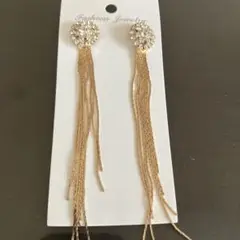 クリスタル付きゴールドフラワーピアス