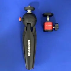 マンフロット ミニ三脚 ブラック 自由雲台 ホットシュー 1/4ネジ 付　セット