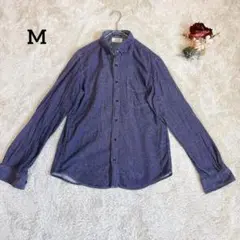 【トリム】Trimme フランネルシャツ Yシャツ 長袖 ネイビー M
