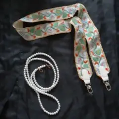 首かけストラップ　刺繍ブロードストラップ　スマホ　IDカード　虫除け　扇風器