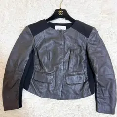 美品☆MAX&CO.マックスアンドコー レザージャケット 羊革 異素材