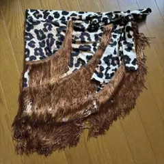 ヒョウ柄フリンジヒップスカーフ