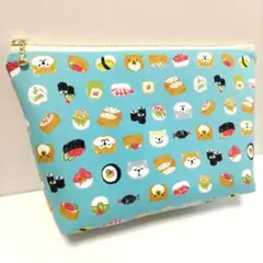 おすしば 柴犬 寿司 ハンドメイド ポーチ メイクポーチ ファスナーポーチ 豆柴