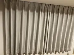 ニトリ カーテン 2枚セット（幅90×丈120cm）｜グレー（ドット柄）2倍ヒダ