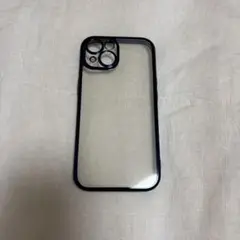 iPhone15 スマホケース　ネイビー　青　透明