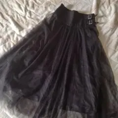 tocco closet ブラックロングシアー スカート M 透け感