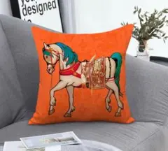 新品 クッションカバー 馬モチーフ