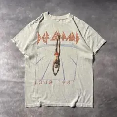 Q25 古着80s復刻Def Leppard バンドツアーTシャツ　アイボリー