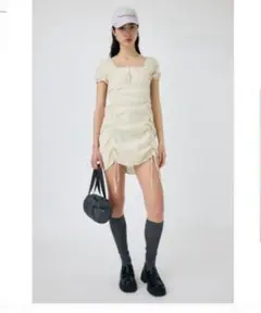 moussy GATHER RIBBON MINI ドレス