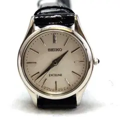 SEIKO EXCELINE シルバー文字盤 ブラックレザー