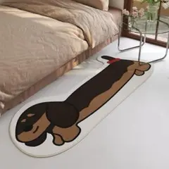 マット　ダックスフンド　犬　マット　フロアマット　インテリア　ラグ　ブラウン