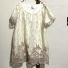 新品未使用タグ付き　ブラウス　レース　刺繍　11号　L