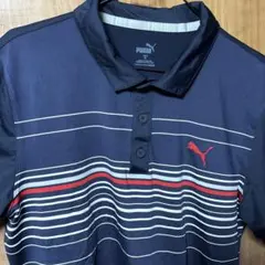 PUMA XL ネイビー ストライプ ポロシャツ