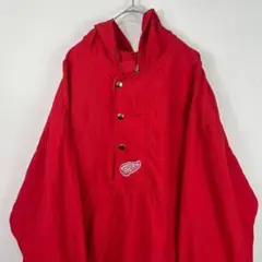 90s プロチーム ハーフジップ ナイロンジャケット アノラックパーカー 赤