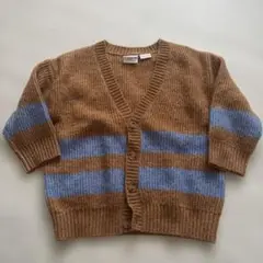 ZARA 茶色と青のストライプカーディガン 12-18ヶ月