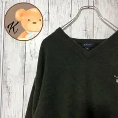 【フォローで半額】高素材 メンズ ラムウール ニット 緑 XXL 90s
