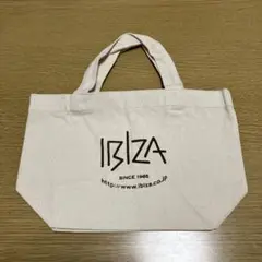 イビザ　キャンバストートバッグ 茶系ロゴ入り①