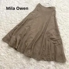 Mila Owenミラオーウェン　リネン　麻　ロングフレアスカート　ベージュ