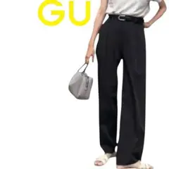 GU ジーユー タックワイドパンツ ブラック サイズM