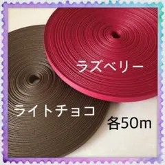 【H064】⭐️ラズベリー⭐️ライトチョコ⭐️訳ありクラフトバンド 各50m