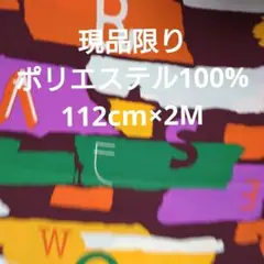 逸品☆現品限り☆マルチカラー英字柄☆ポリエステル100%☆112cm幅×1M