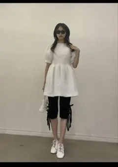 HONEY MI HONEY チュール　パフスリーブ　チュニック　ワンピース