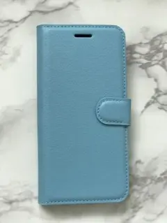 Xperia XZ2 ブルー　水色　シンプルレザー手帳型ケース