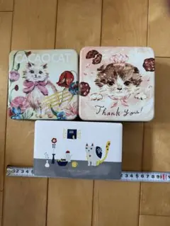 猫ネコ　クッキー空き缶　3個セット