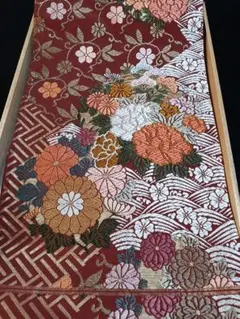 唐織袋帯 四季の花文様 六通 正絹