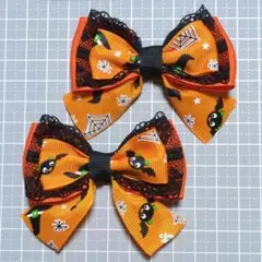 オレンジ☆ハロウィン☆ヘアクリップ