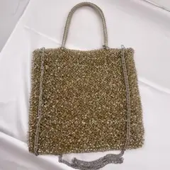 良品✨アンテプリマ ハンドバッグ スクエア 2way ショルダー ゴールド