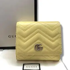 美品 GUCCI グッチ GGマーモント キルティング コンパクト 折り財布