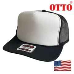 OTTOメッシュキャップ　白x黒　ホワイトxブラック　トラッカーキャップ　無地