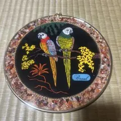 [美品]ブラジル産　宝石アート オウム 壁掛けアート
