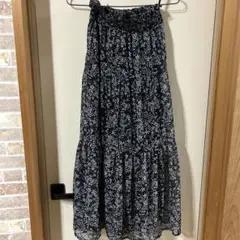 花柄ロングスカート 黒
