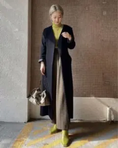 アメリ WAIST SHAPE NO COLLAR COAT ブラック