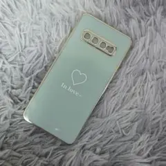 ミントグリーン ゴールド　Galaxy　S10用ソフトケース