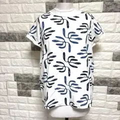 美品【ジャンニロジュディチェ】ノースリーブトップスL白プリントゆったり大きめ