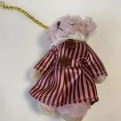 タリーズコーヒー　ピンクのストライプドレスのぬいぐるみ