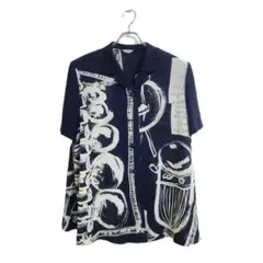 薄手 半袖シャツ M 薄手 アート柄 春夏 涼しい 爽やか 旅行 きれいめ 上品