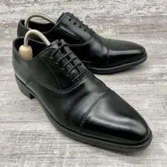 487【美品】HYDRO-TECH 革靴ストレートチップ 内羽根 黒24.5cm
