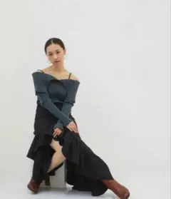 RANDEBOO Asymmetry long skirt black