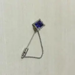 ラペルピン メンズ フォーマル 襟 ピン青色ストーン ピン