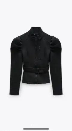ZARA ジャケット ボンディング ブラック パフスリーブ ブルゾン ジャージ