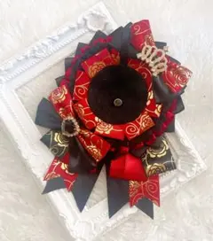 852 ハンドメイド 痛ロゼット ブラック レッド
