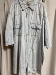 古着　水色シャツ　半袖