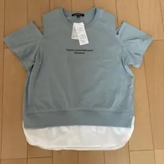 カットアウトショルダー　Tシャツ 160 新品未使用　タグ付き　バックプリント