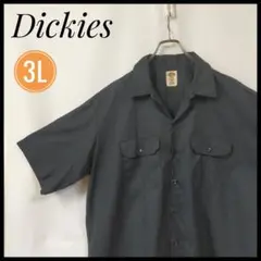Dickies　ディッキーズ　半袖ワークシャツ　3L　古着　ゆるだぼ　ブラック黒